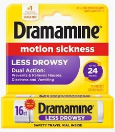 Motion Sickness Relief Less Drowsy